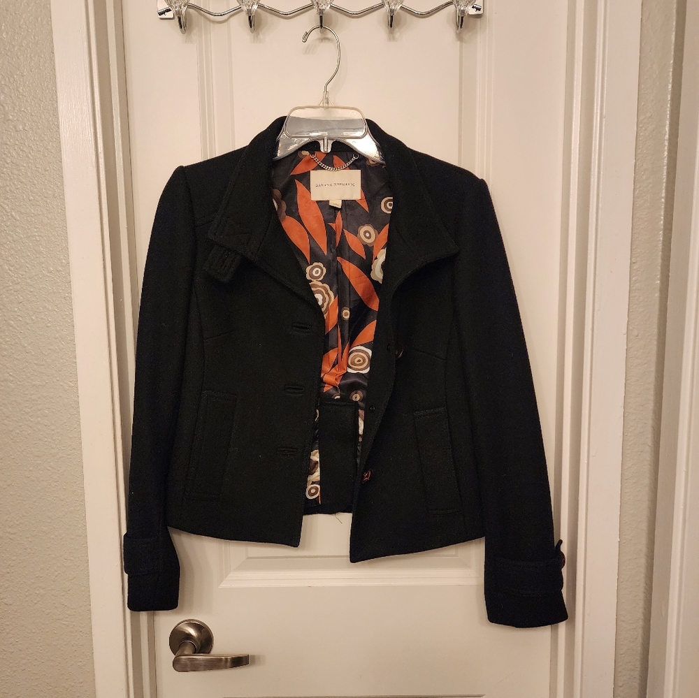Banana Republic Women’s Solid Black, Lined Peacoat Blazer Jacket, XS